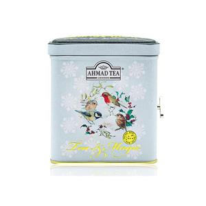 چای سیاه رویال با جعبه فلزی طرح گل و مرغ موزیکال 80 گرم چای احمد Ahmad Tea