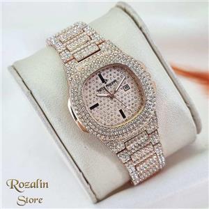 ساعت مچی عقربه ای زنانه پتک فیلیپ رز گلد نگین دار