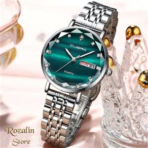 ساعت مچی عقربه ای زنانه کارن نقره ای شیشه تراش خورده