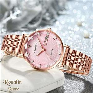 ساعت مچی عقربه ای زنانه کارن رزگلد شیشه تراش خورده