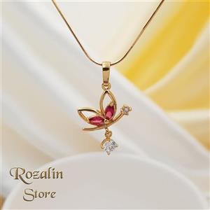 پلاک و آویز زنانه ژوپینگ طرح پروانه طلایی نگین دار