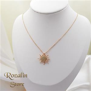 گردنبند زنانه ژوپینگ مدل خورشید طلایی بسیار درخشان