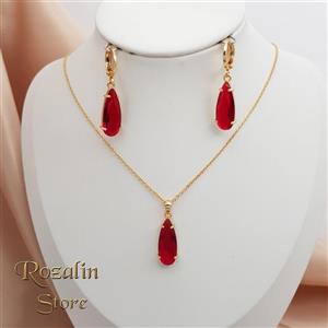 نیم ست زنانه وای اس ایکس مدل اشکی قرمز یاقوتی