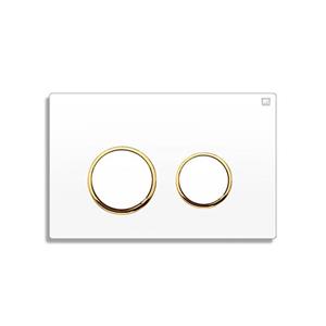 صفحه کلید فلاش تانک توکار گرد سفید طلایی فلاشتانک ایران