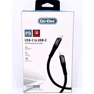 کابل تبدیل usb-C به USB-C تایپ سی گودس  سوپر فست شارژ ضخیم با محافظ کابل ۱۸ وات GO-DES GD-UC۵۰۷ ۱۸W