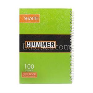 دفتر مشق 100 برگ سیم دوبل جلد سخت شفیعی کد 49 طرح برند HUMMER 