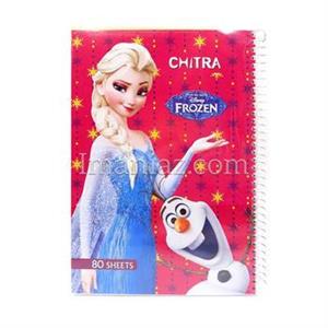 دفتر مشق 80 برگ تک سیم با جلد روکش پلاستیکی چیترا طرح فروزن قرمز