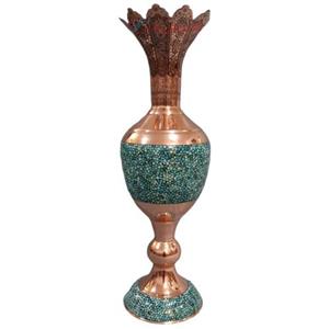 گلدان مسی فیروزه کوب شده مدل سنبلدان