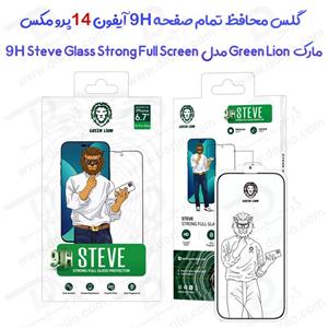 گلس تمام صفحه iPhone 14 Pro Max مارک Green Lion مدل 9H Steve Glass Strong Full Screen Green Lion 9H Steve iPhone 14 PRO Max Screen Protector