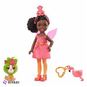 عروسک باربی مو فرفری مشکی مدل Barbie Costume Chelsea and Her Pet Play Sets