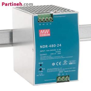 منبع تغذیه ریلی تک فاز 48 ولت 10 آمپر مینول MEAN WELL مدل NDR-480-48 