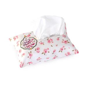 جا دستمال کاغذی مخمل با شعار غدیر بهار هم عهدی طرح گل