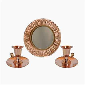 آینه و شمعدان مسی طرح بشقابی کد ZH223.13