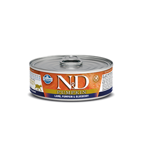  کنسرو مخصوص گربه بالغ N&D با طعم بره و کدو حلوایی و بلوبری  80 گرم Farmina N&D Canned Cat Food With Lamb , Pumpkin And Blueberry