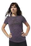تی شرت بنفش طرحدار یقه گرد طرح چاپی آستین کوتاه زنانه ریباک Reebok (ساخت انگلستان)