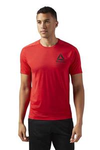 تی شرت قرمز یقه خدمه طرح چاپی مدل اسلیم فیت استین کوتاه مردانه ریباک Reebok ساخت انگلستان 