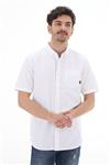 پیراهن سفید یقه پیراهنی مدل ساده جیب دار جلو دکمه دار آستین کوتاه مردانه ونس Vans (ساخت آمریکا)