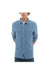 پیراهن آبی یقه پیراهنی مدل ساده جیب دار جلو دکمه دار آستین بلند مردانه ونس Vans (ساخت آمریکا)
