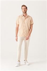 شلوار پارچه ای کرمی جیب دار کمرکش کاپوت دار مدل راسته مردانه آوا Avva (ساخت ترکیه)