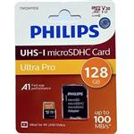 کارت حافظه microSDHC فیلیپس مدل Ultra Pro کلاس 10 استاندارد UHS-I U3 سرعت 100MB/s ظرفیت 128 گیگابایت به همراه آداپتور
