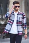 ژاکت پشمی طرح راه راه یقه پیراهنی مدل آستین بلند جیب دار مردانه مدمکست Madmext (ساخت ترکیه)