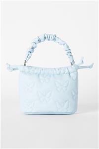 کیف مینی دسته دار با کش جمع شونده و طرح پروانه ای رنگ آبی برشکا Bershka (ساخت اسپانیا)