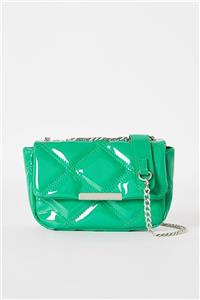 کیف وینیل با دوخت لوزی شکل و بند زنجیری رنگ سبز برشکا Bershka (ساخت اسپانیا)