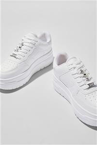 کفش کتانی بندی پرسینگ دار با پایه لژ دار رنگ سفید برشکا Bershka (ساخت اسپانیا)