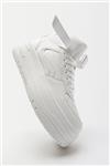 کفش‌ کتانی لژ دار با قد بالای مچ پا و دارای طرح برجسته رنگ سفید برشکا Bershka (ساخت اسپانیا)