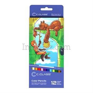 مداد رنگی سی کلاس 12 رنگ مقوایی کد  PC457812 ـ طرح خرس 12رنگ