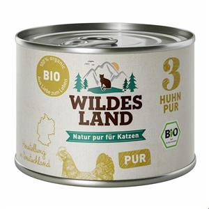 غذا مرطوب گربه اورگانیک سالم بزرگسالان وایلد المان WILDES LAND Bio PUR Adult 6x200g Huhn 