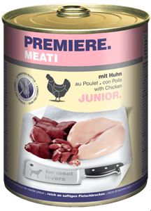 غذا مرطوب سگ با گوشت و مواد حیوانی پریمیر آلمان PREMIERE Meati Junior 6x800g Huhn 