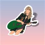 استیکر Taylor Swift Green Jacket & Guitar