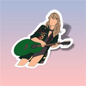 استیکر Taylor Swift Green Jacket & Guitar