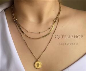 گردنبند استیل زنانه ۳ لاین کد 443