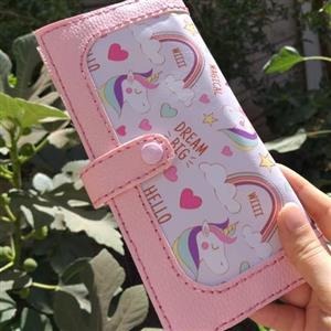 کیف پول فانتزی چرم یونیکورنی بسیار شیک و دخترانه دارای دوجای پول جای کارت جای سکه و فلش \nهدیه عالی