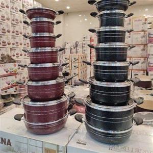 سرویس قابلمه 14 پارچه گرانیتی ضخیم طرح چدن درجه 1 داخل گرانیتی