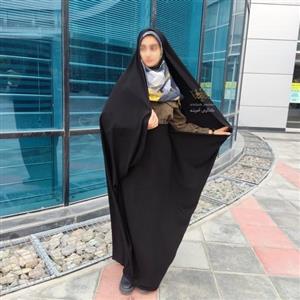 چادر حسنا (کمری) ، با دو جنس  کرپ حریرالاسود کره اصل (مات) و کن کن کره اصل (نیمه مات)