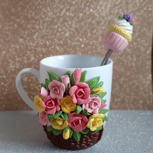 ماگ گل دار خمیری