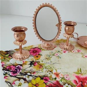 آینه و دو عدد شمعدون تمام مس مدل جدید برای هفت سین