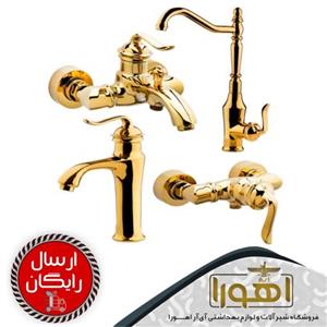 شیرالات 4 عددی ست شیرآلات بارساBARSA طلایی مدل بامبو
