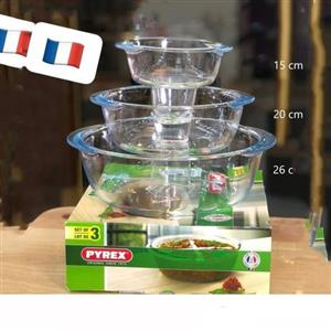 سه قابلمه بدون درب پیرکس اصل فرانسه در 3 سایز