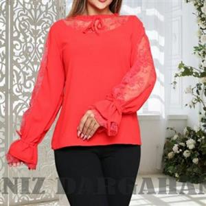 شومیز مجلسی زنانه یقه گیپور  کرپ آستین گره ای\nزنانه شیک فری سایز مناسب تا 48