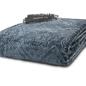 پتو دونفره شادیلون تک رنگ نقش برجسته هندسی رنگ ذغالی