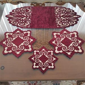 رومیزی مخمل زرشکی
