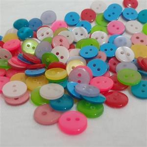 دکمه صدف پک 90 تایی دوسوراخ رنگی یک سانتیمتری 9رنگ متفاوت