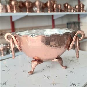 پیاله تنقلات خوری مسی،  سه پایه دار،  نانو داخل قلع
