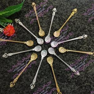 قاشق شربت خوری نگین دار نقره ای