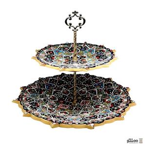 شیرینی خوری دو طبقه سفالی میناکاری 