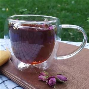 لیوان دوجداره پیرکس دسته دار